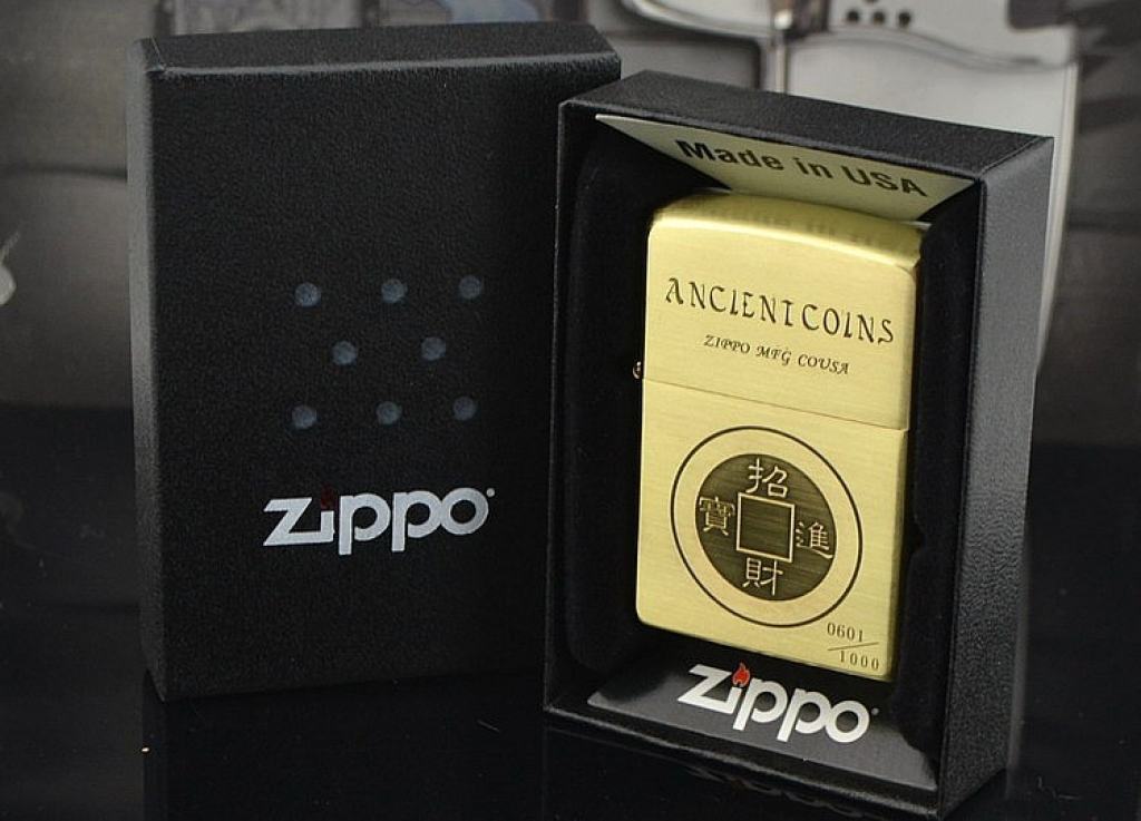 Bật lửa Zippo phiên bản đồng khắc hình đồng tiền Yên