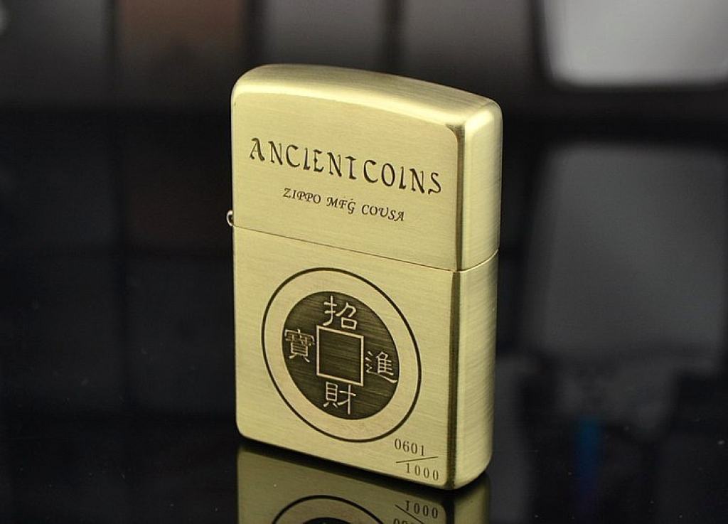 Bật lửa Zippo phiên bản đồng khắc hình đồng tiền Yên