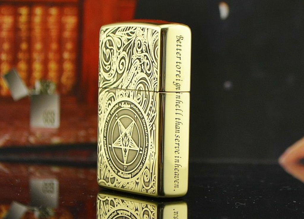 Bật lửa Zippo đồng khắc kỹ hiệu Satan