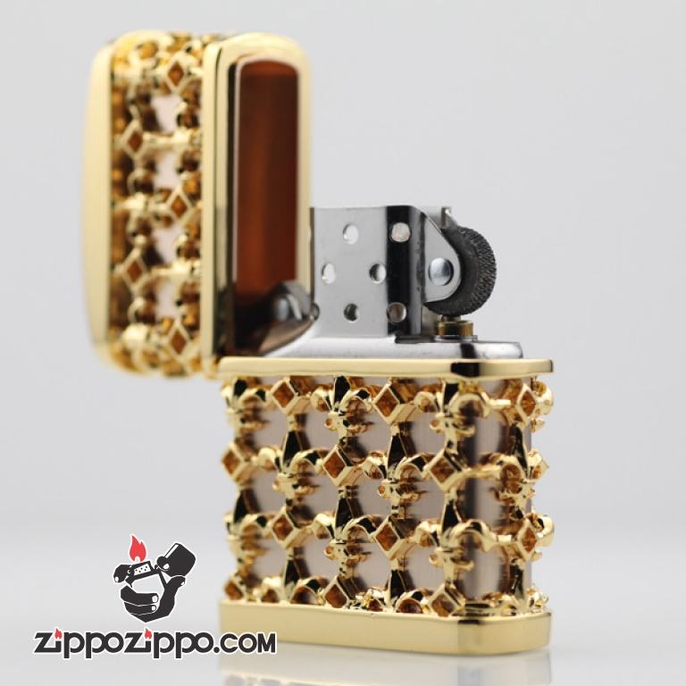 Bật lửa Zippo trạm khắc hoa văn hoa văn rỗng