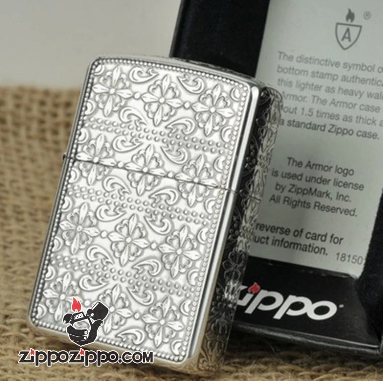 Bật lửa Zippo phiên bản mặt khắc 162 bạc chéo