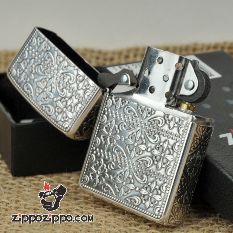 Bật lửa Zippo phiên bản mặt khắc 162 bạc chéo