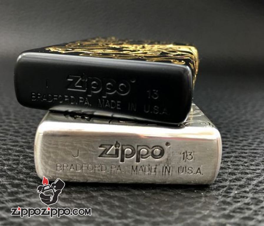 Bật lửa Zippo khắc Hổ sơn đen vàng