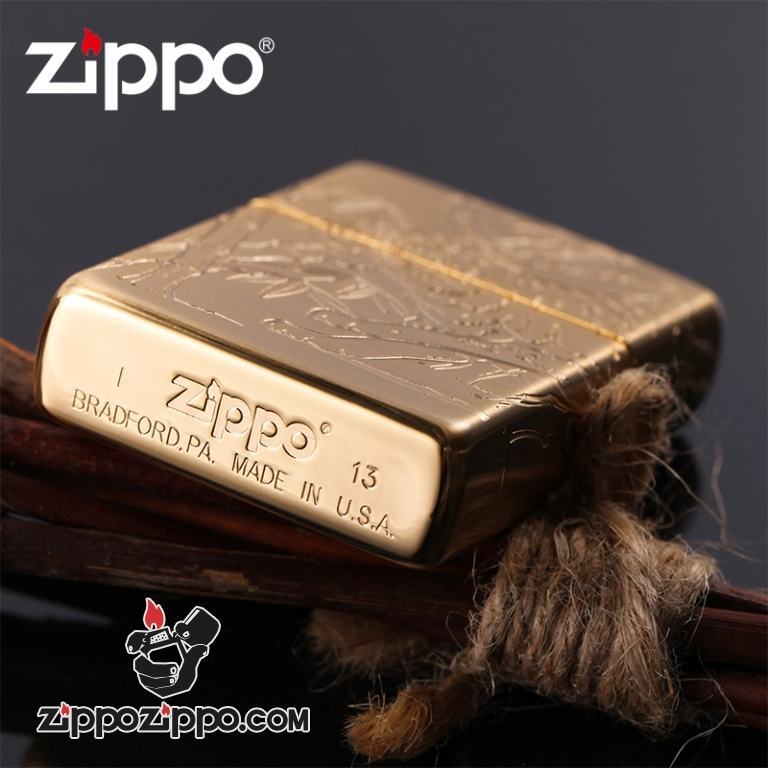 Bật lửa Zippo đồng khắc hổ bao quanh