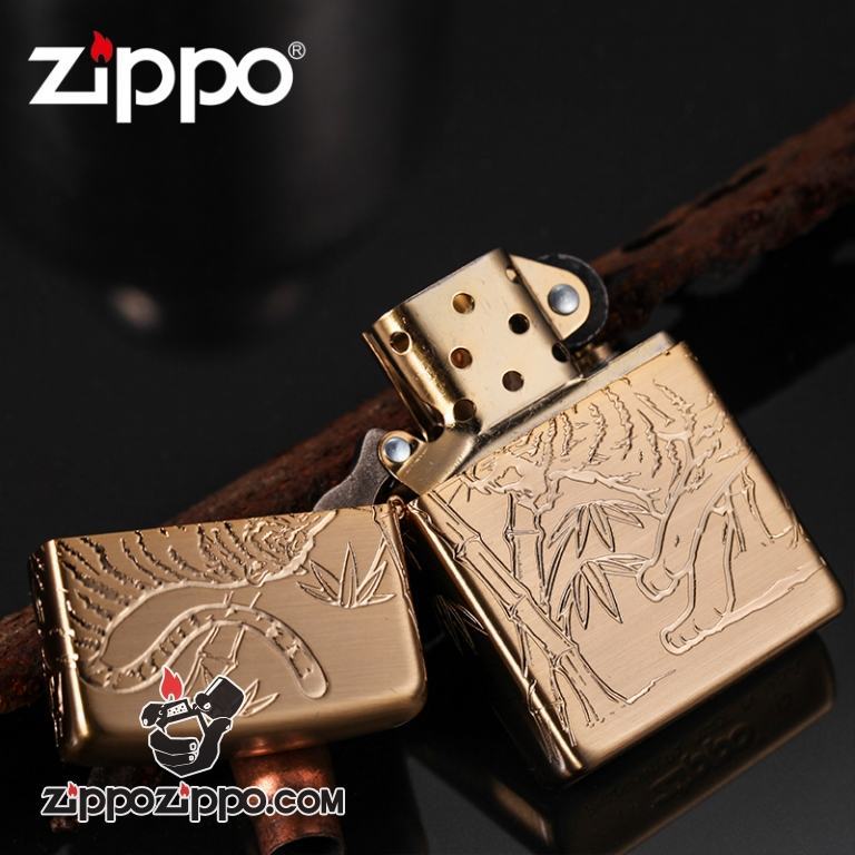 Bật lửa Zippo đồng khắc hổ bao quanh