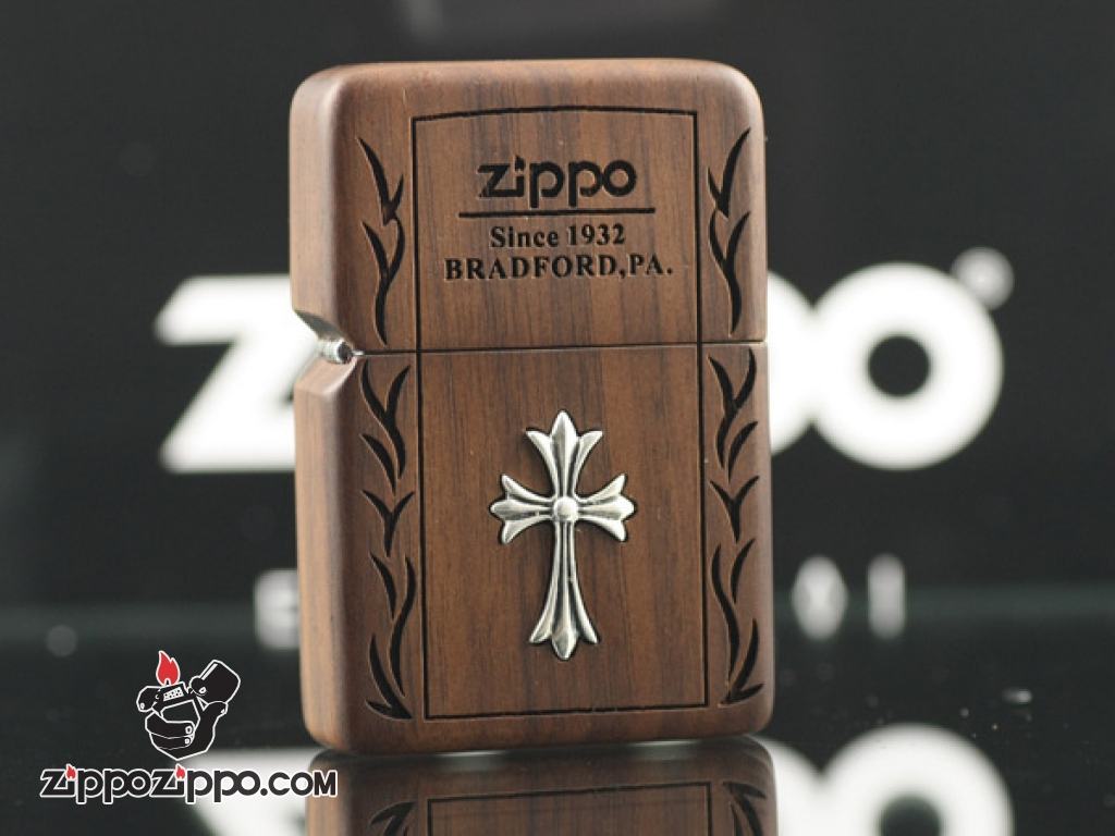 Bật lửa Zippo phiên bản Walnut Silver Cross