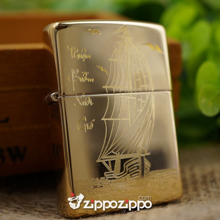 BẬT LỬA ZIPPO ĐỒNG KHẮC THUYỀN BUỒM