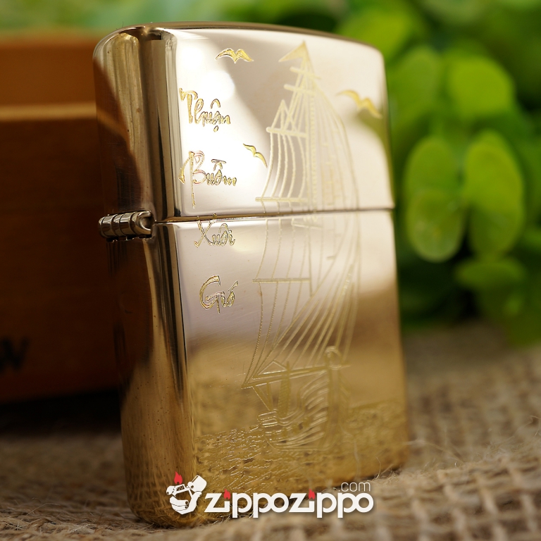 BẬT LỬA ZIPPO ĐỒNG KHẮC THUYỀN BUỒM