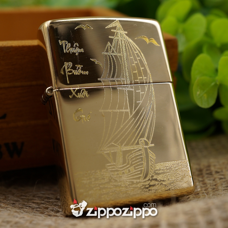 BẬT LỬA ZIPPO ĐỒNG KHẮC THUYỀN BUỒM