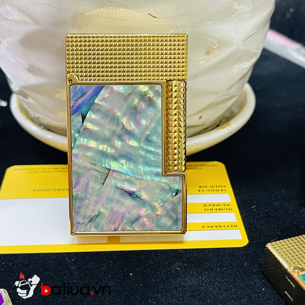 Bật lửa S.T. Dupont Khảm Xà Cừ Xanh Ngọc – Vàng Cao Cấp - Bật lửa Dupont phong cách quý ông