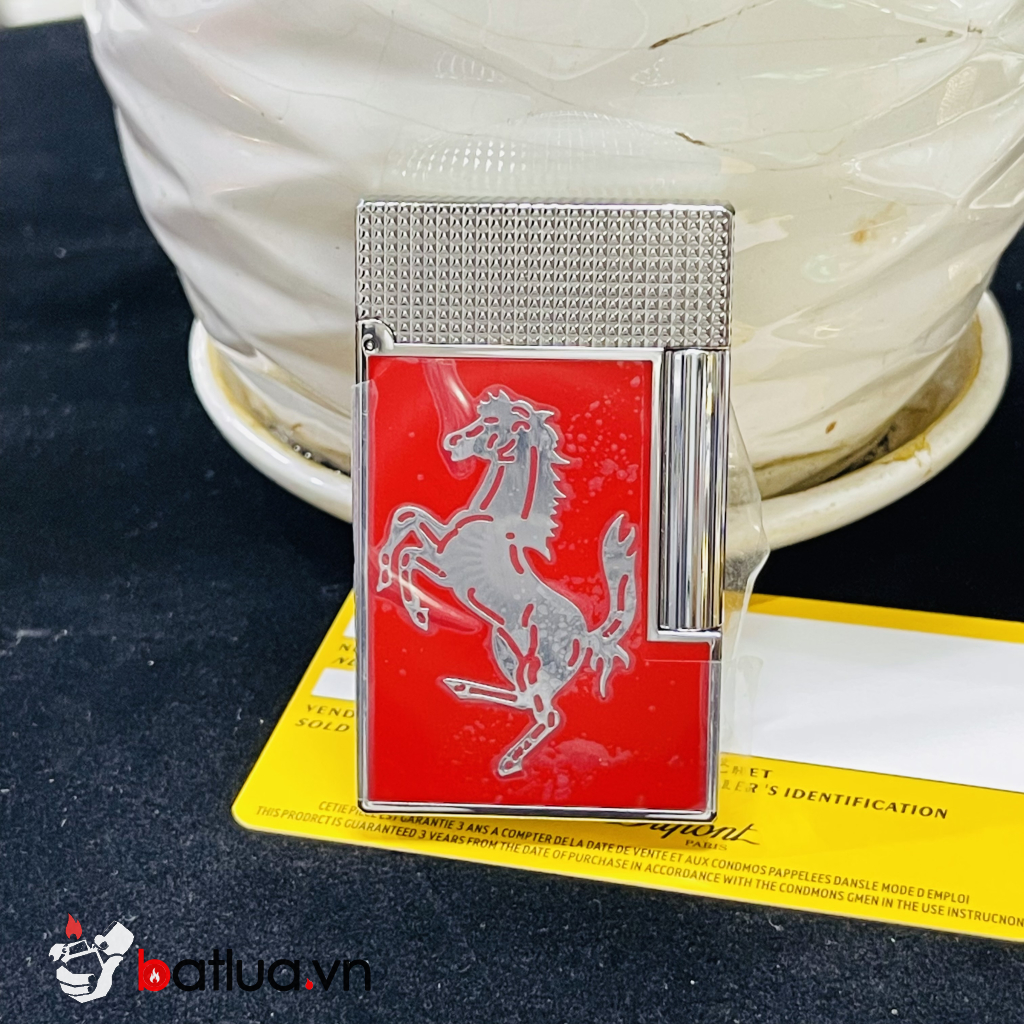 Bật lửa S.T. Dupont Ferrari Đỏ – Bạc Cao Cấp | Dupont  phong cách thể thao kinh điển