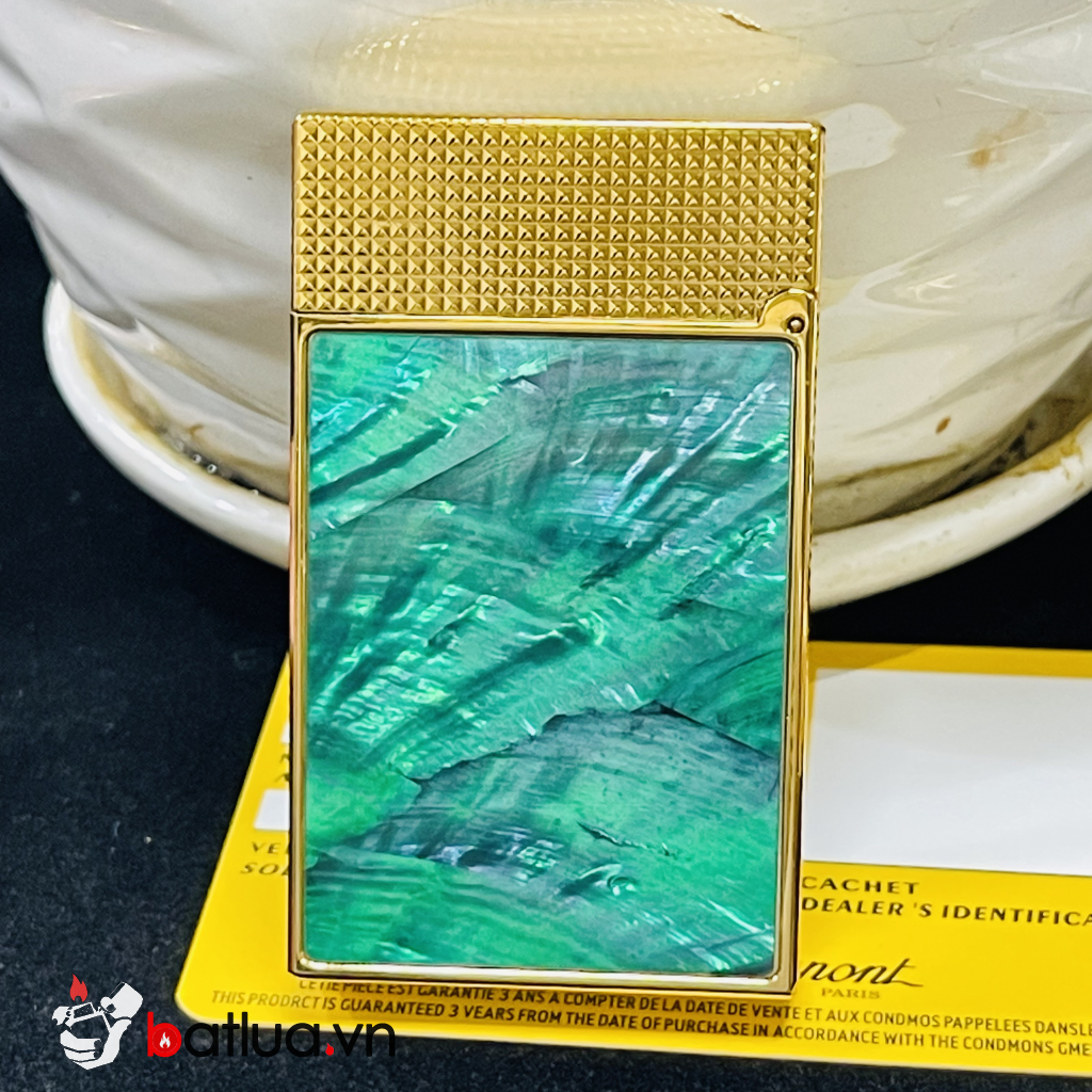 Bật lửa S.T. Dupont Khảm Xà Cừ Xanh Lục – Vàng Cao Cấp  - Dupont  phong cách quý ông
