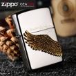 Baatn lửa Zippo mặt gương đen khắc hình cánh chim