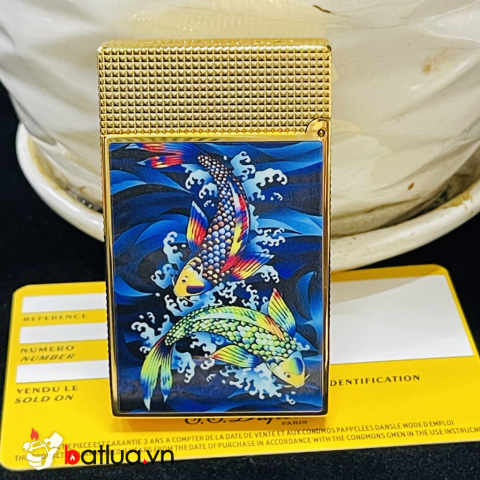 Bật lửa S.T. Dupont Ligne 2 Song Ngư Cát Tường – Kim Ngư Vượt Sóng | Tuyệt tác men nghệ thuật Pháp