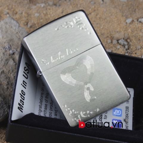 Bật lửa Zippo chính hãng bạc khắc trái tim I LOVE YOU