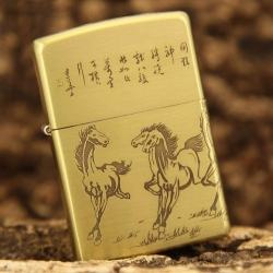 Bật lửa Zippo chính hãng chất liệu đồng hình song mã - Mã SP: ZPC0068-B