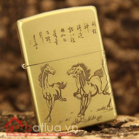 Bật lửa Zippo chính hãng chất liệu đồng hình song mã