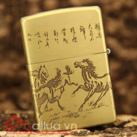 Bật lửa Zippo chính hãng chất liệu đồng hình song mã