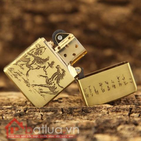 Bật lửa Zippo chính hãng chất liệu đồng hình song mã