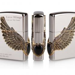 Bật lửa Zippo chính hãng Cupid Wings màu trắng bạc - Mã SP: BL09112