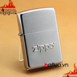 bât lửa zippo chính hãng dập nổi logo zippo mầu bạc xước - Mã SP: BL03244