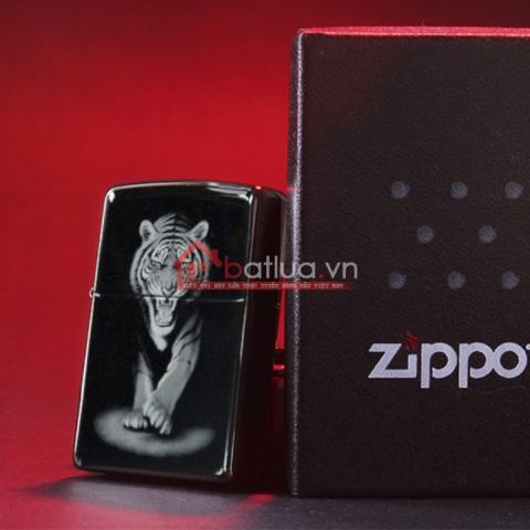Bật lửa Zippo chính hãng đen tuyền hình Hổ dũng mãnh