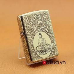 BẬT LỬA ZIPPO CHÍNH HÃNG ĐỒNG KHẮC ĐỨC PHẬT MÂY BAO QUANH - Mã SP: ZPC0861