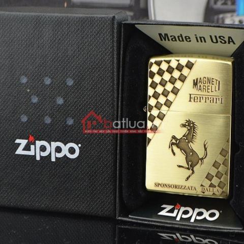 Bật lửa Zippo chính hãng đồng nhẹ khắc Ferrari