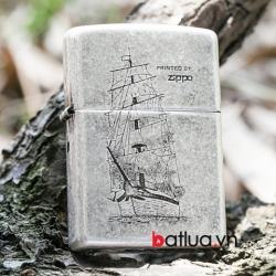 Bật lửa Zippo chính hãng khắc hình chiếc thuyền - Mã SP: ZPC0353