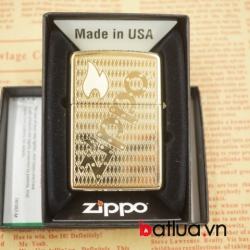 Bật lửa zippo chính hãng mầu vàng khắc logo zippo tinh tế - Mã SP: BL03075