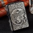 Bật lửa Zippo chính hãng  Bạc đen khắc hình Phượng Hoàng