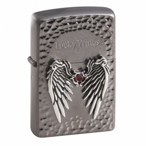 Bật lửa Zippo Đen bạc khắc Lucky Wins