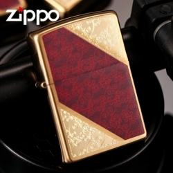 Bật lửa Zippo đồng vát chéo hai bên nền đỏ giữa - Mã SP: ZPC0505