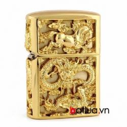 Bật lửa Zippo Long mã chính hãng vỏ được mạ vàng được gia công tỉ mỉ từng chi tiết nhìn rất sắc nét - Mã SP: BL01947