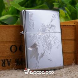 bật lửa zippo mầu bạc khắc quan công cưỡi ngựa - Mã SP: ZPC1453