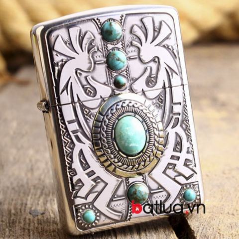 Bật lửa Zippo phiên bản đính ngọc khắc văn hóa Maya