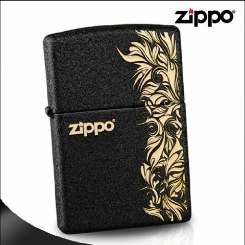 Bật lửa Zippo phiên bản Original đen nứt in hoa văn