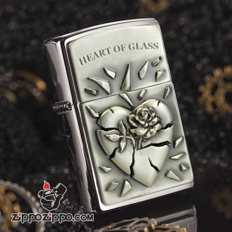 Bật lửa Zippo phiên bản Châu Âu Hình Hoa hồng đâm vỡ trái tim