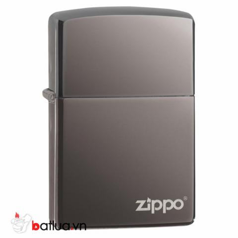 Bật Lửa Zippo Sơn Phủ Keo Bóng Xám Khói - Logo Zippo SKU 150ZL – Zippo Black Ice with Zippo Logo