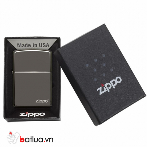 Bật Lửa Zippo Sơn Phủ Keo Bóng Xám Khói - Logo Zippo SKU 150ZL – Zippo Black Ice with Zippo Logo