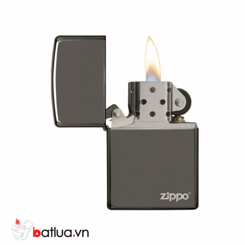 Bật Lửa Zippo Sơn Phủ Keo Bóng Xám Khói - Logo Zippo SKU 150ZL – Zippo Black Ice with Zippo Logo