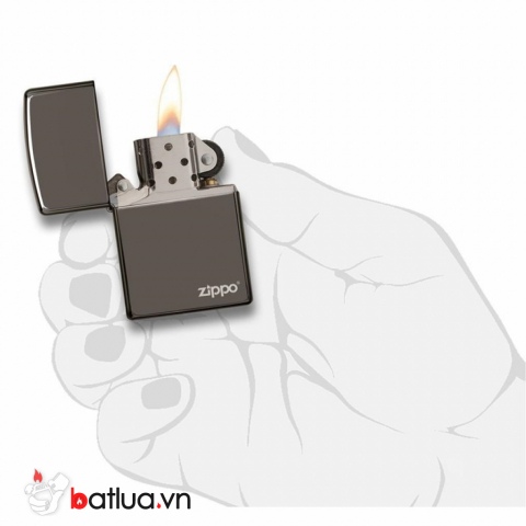 Bật Lửa Zippo Sơn Phủ Keo Bóng Xám Khói - Logo Zippo SKU 150ZL – Zippo Black Ice with Zippo Logo