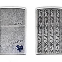 Bật lửa Zippo tình yêu chính hãng màu xám cổ - Mã SP: BL09099