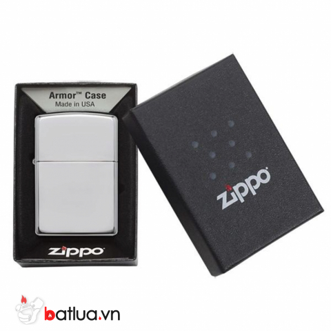 Bật Lửa Zippo Vỏ Dày Đồng Mạ Chrome Trơn Bóng - SKU 167 – Zippo Armor High Polished Chrome