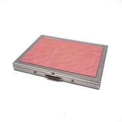 Hộp đựng thuốc lá Inox cao cấp bề mặt sóng màu hồng nhẹ - Mã SP: BL09768