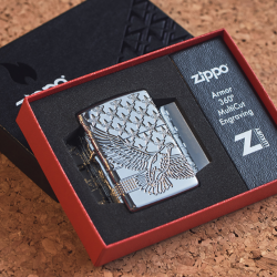 Zippo Armor khắc cao cấp 360 độ hình ảnh lá cờ Mỹ và đại bàng - Mã SP: ZPC2401