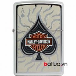 Zippo Chính Hãng Bạc In Hình Lá Bích Logo Harley Davidson - Mã SP: ZPC1336