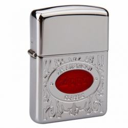 Zippo Chính Hãng Bạc Khắc Logo Zippo Đỏ Vỏ Dày - Mã SP: ZPC1293