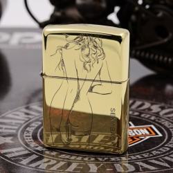 Zippo Chính Hãng Đồng Bóng Khắc Cô Gái Sexy - Mã SP: ZPC1145