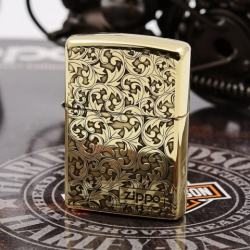 Zippo Chính Hãng Đồng Bóng Khắc Họa Tiêt Hoa Văn Ý - Mã SP: ZPC1143